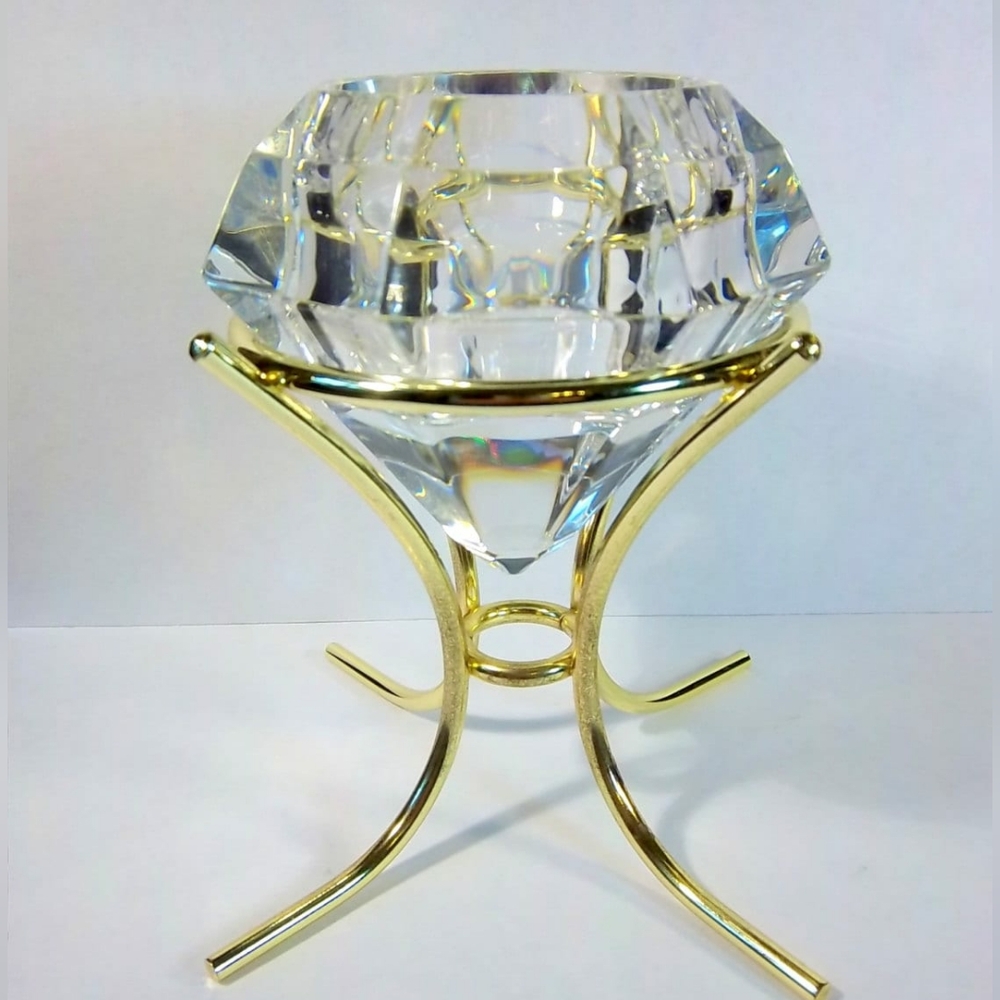 Vintage Crystal Diamond Shape Candle Holder